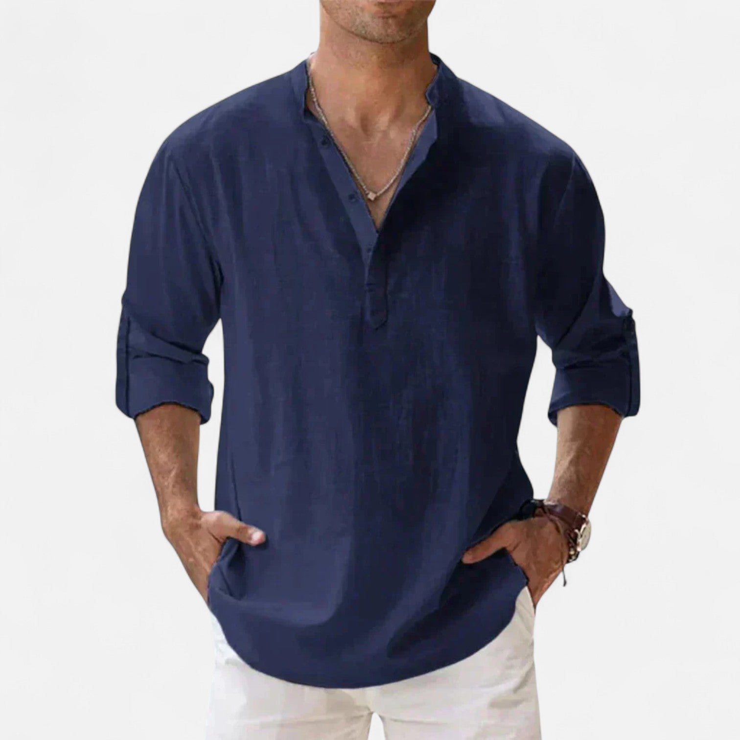 Men’s Lightweight Linen Shirt – Breathable, Relaxed Fit with Button-Down Design 9