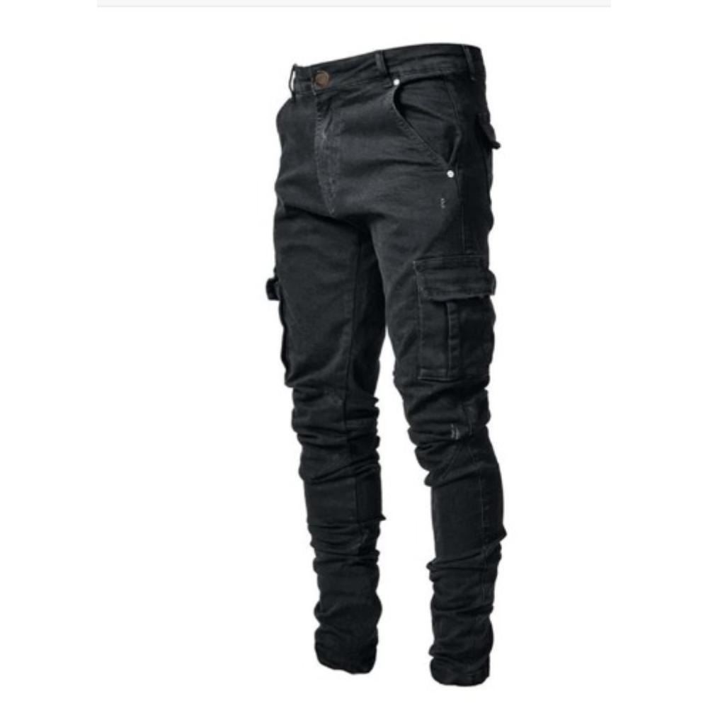 Men's Rugged Cargo Jeans with Multiple Pockets and Comfortable Fit 2