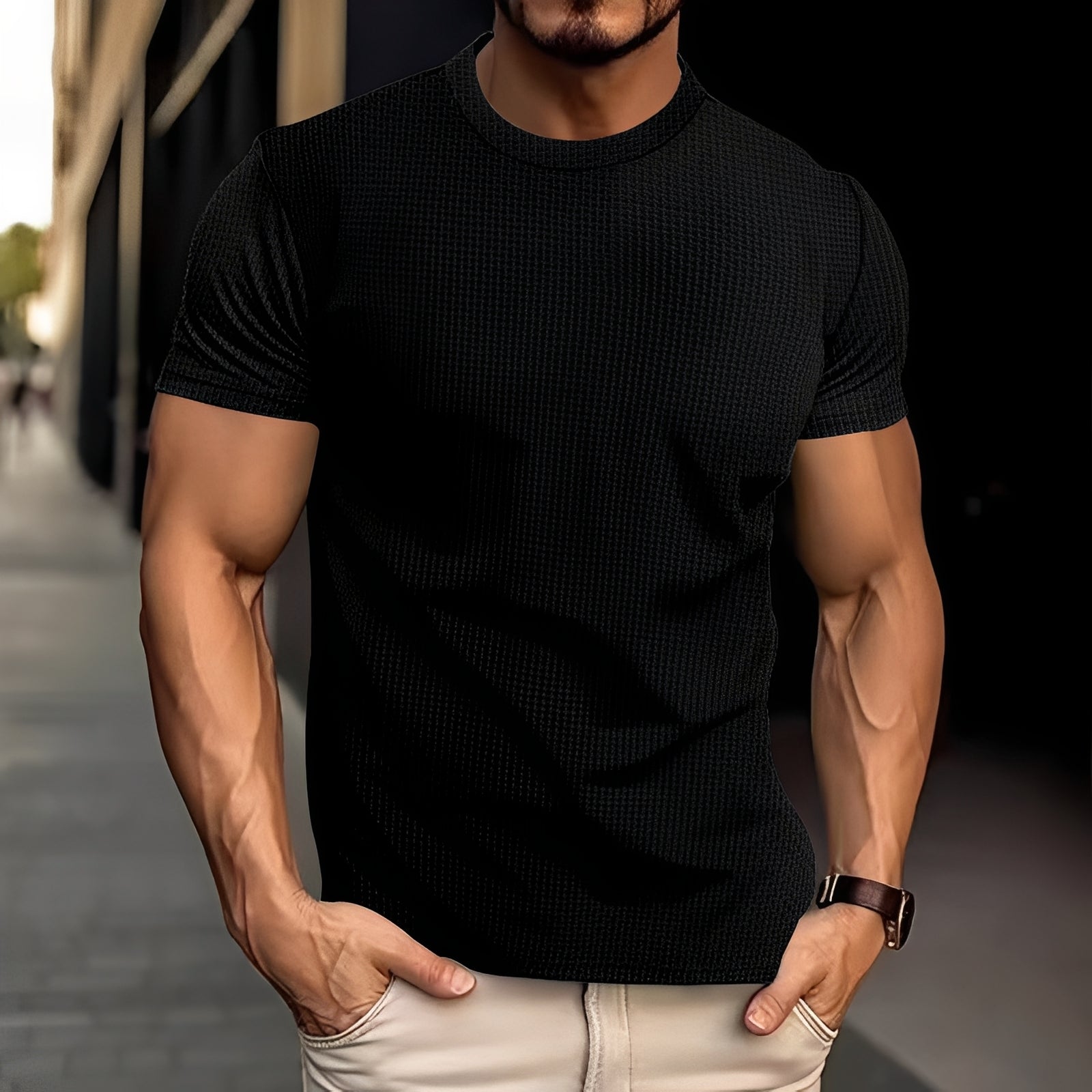 Short Sleeve Base Layer – Premium Soft Touch Waffle Knit Shirt