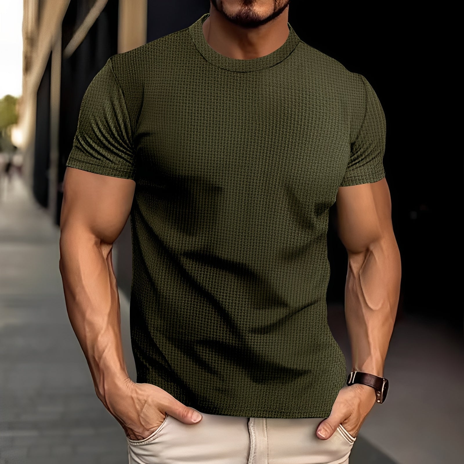 Short Sleeve Base Layer – Premium Soft Touch Waffle Knit Shirt