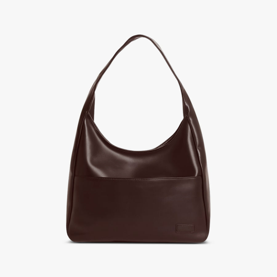 Vegan Leather Hobo Shoulder Bag with Magnetic Snap & Inner Zip Pocket