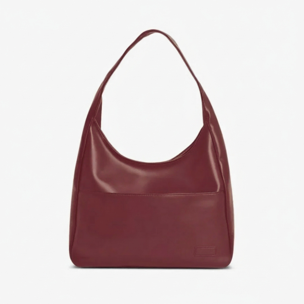 Vegan Leather Hobo Shoulder Bag with Magnetic Snap & Inner Zip Pocket