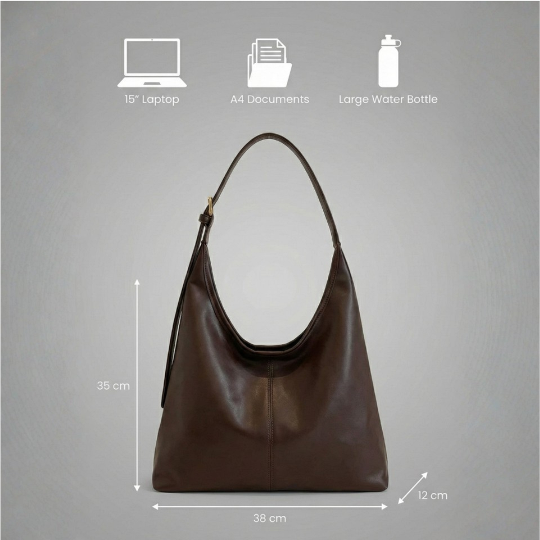 Women’s Brown Vegan Leather Hobo Shoulder Bag – Soft Everyday Carry
