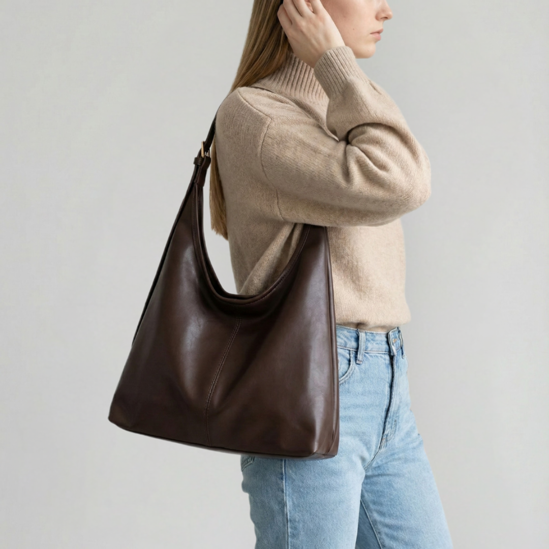 Women’s Brown Vegan Leather Hobo Shoulder Bag – Soft Everyday Carry