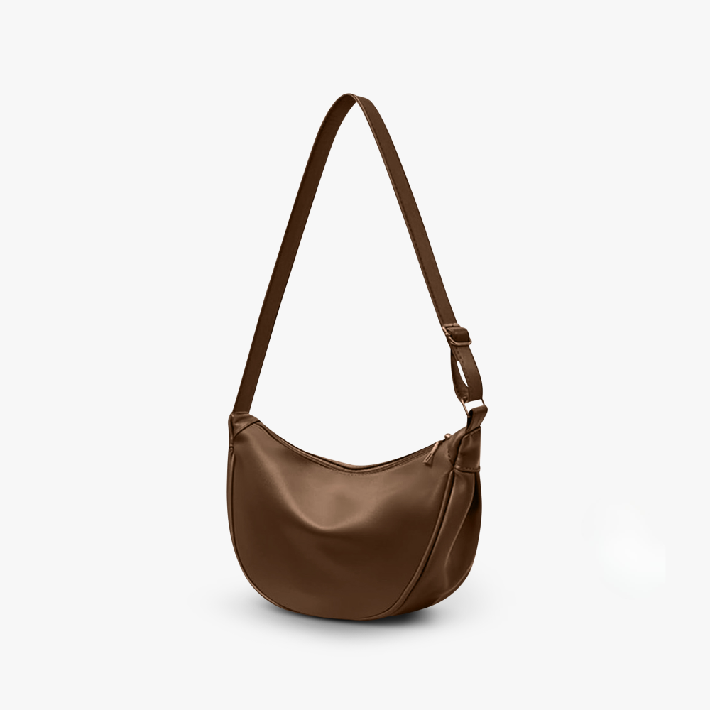 Women’s Crescent Shoulder Bag with Adjustable Strap and Zip Closure