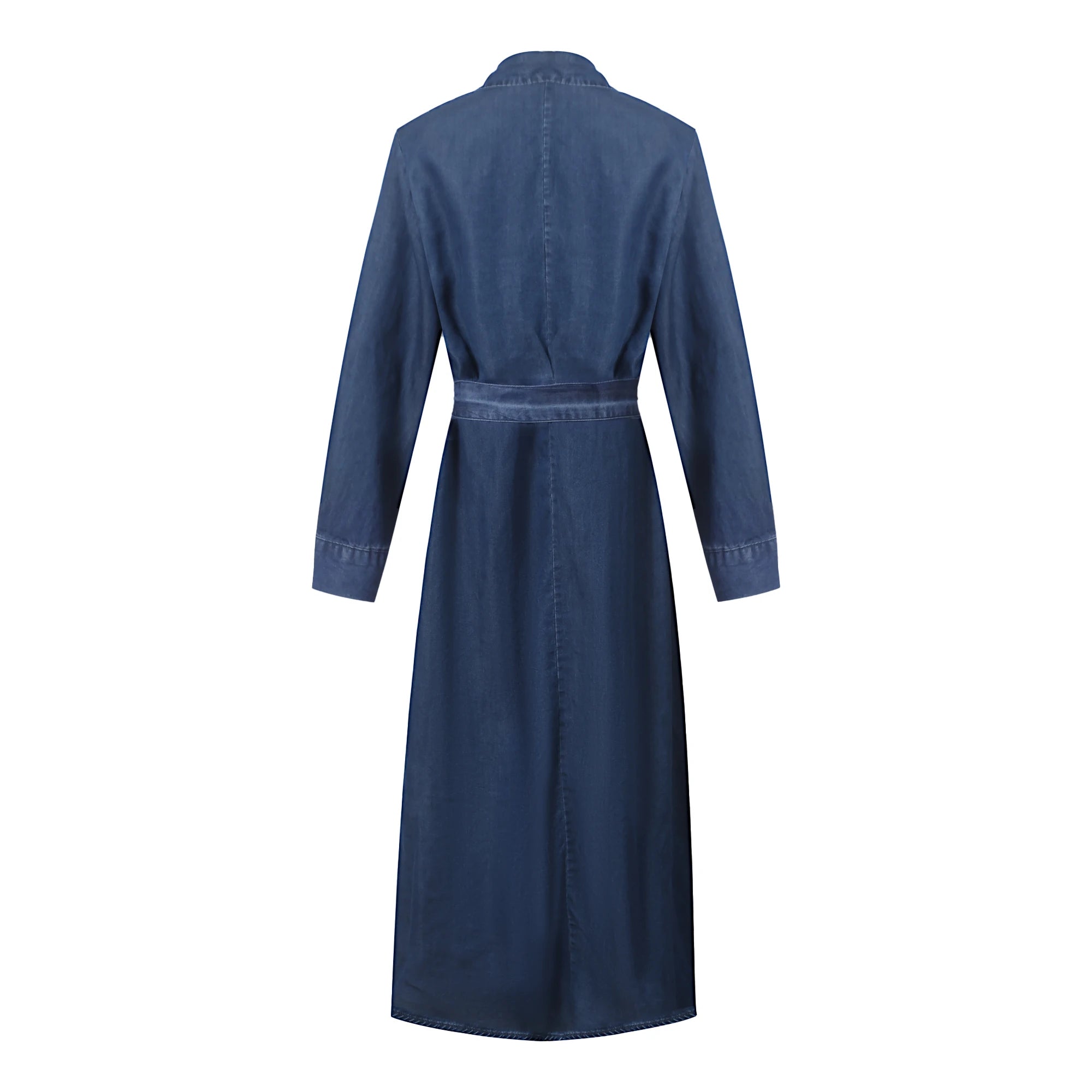 Women's Denim Dress – Stylish A-line Cut with Belted Design