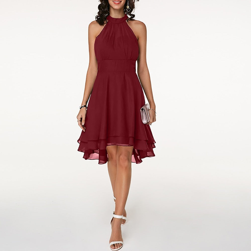 Women’s Halter Neck Mini Dress – Elegant Sleeveless Evening Style