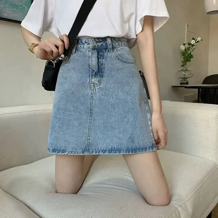 Women's Summer Denim Mini Skirt – High Waist, Slim Fit, Trendy Y2K Style 8