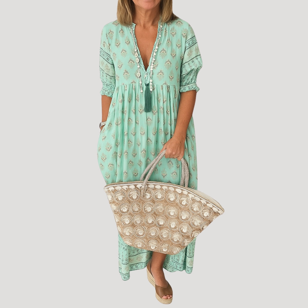 Women's Summer Midi Dress – Boho Chic with Relaxed Fit and Lightweight Fabric