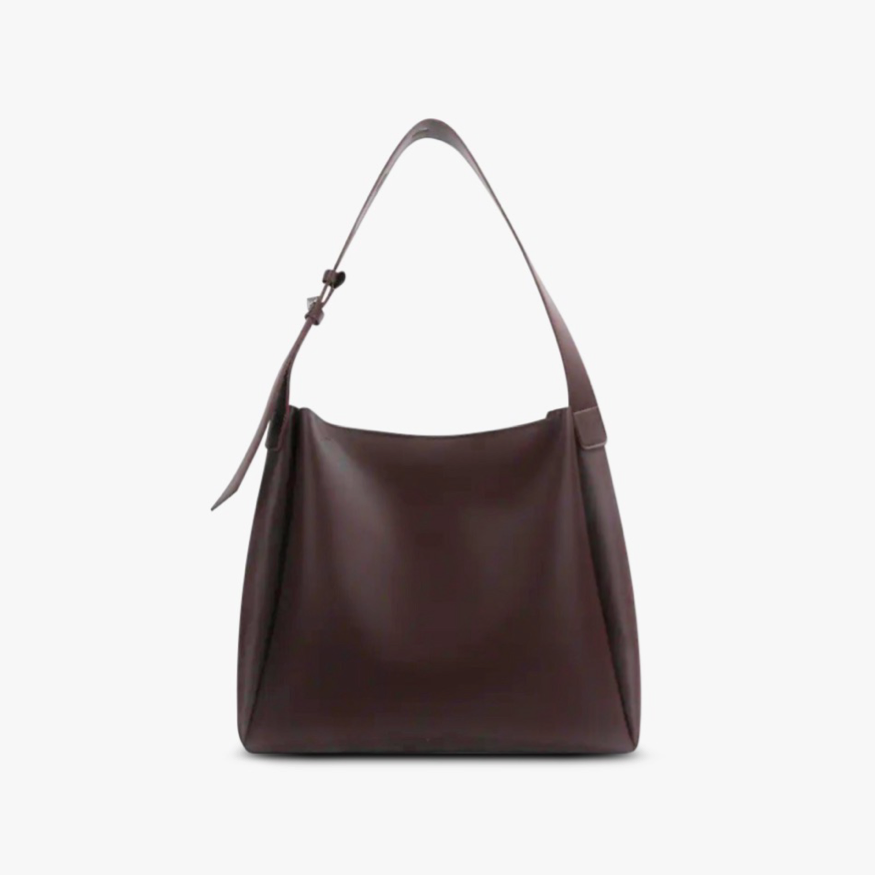 Women’s Vegan Leather Shoulder Bag with Adjustable Buckle Strap – Minimalist Everyday Tote