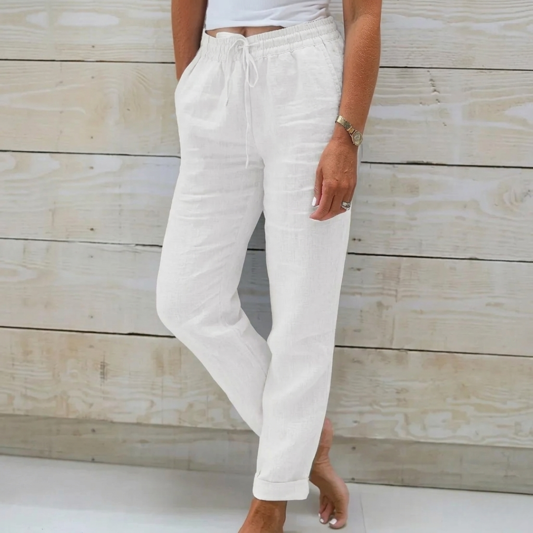 Women's Wide Leg Trousers – Airy High-Waist Loose Fit Linen Pants
