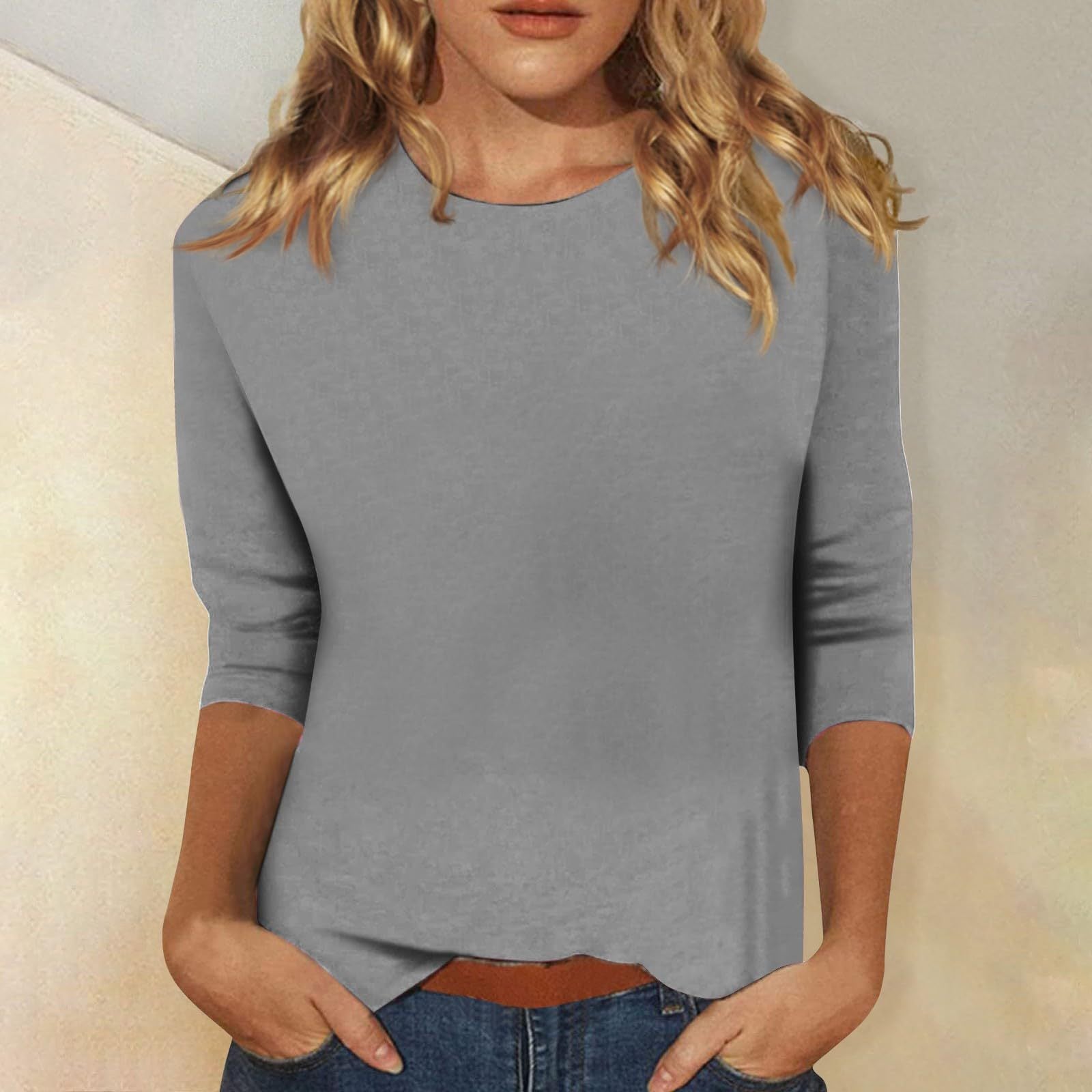 Women's Stylish Solid Color Three-Quarter Sleeve T-Shirt – Comfortable, Chic, Versatile 7
