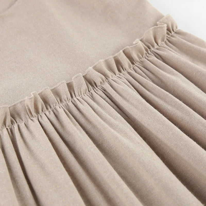 Women's Summer Linen Suspender Dress – Casual Loose Fit with Ruffled Edges 5