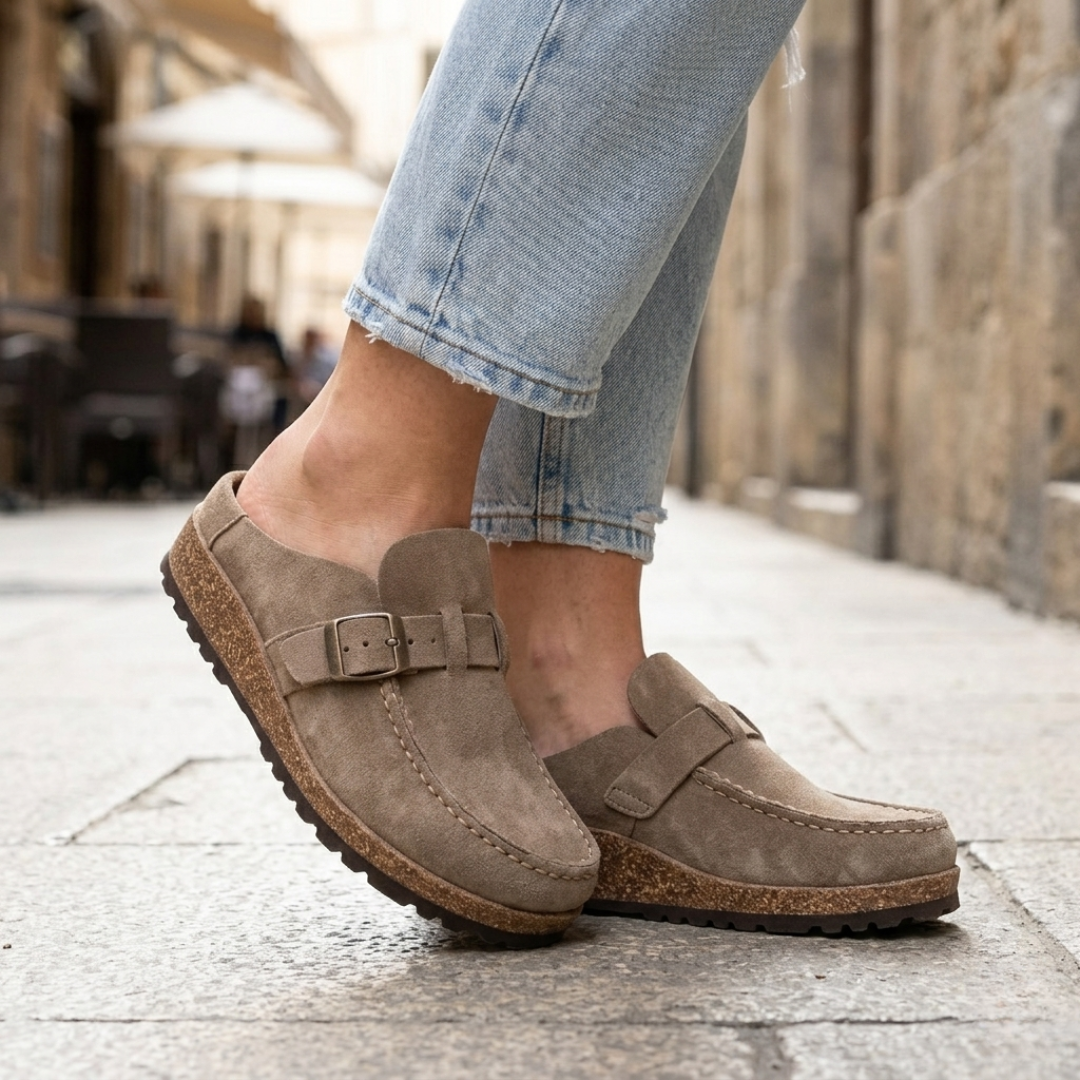 Arch Support Clogs – Ergonomic Cork Sole Suede Leather Mules