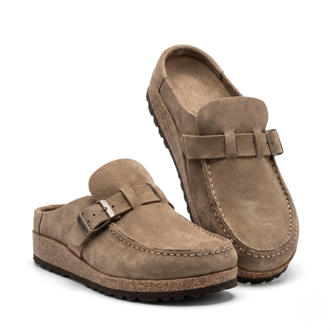 Arch Support Clogs – Ergonomic Cork Sole Suede Leather Mules
