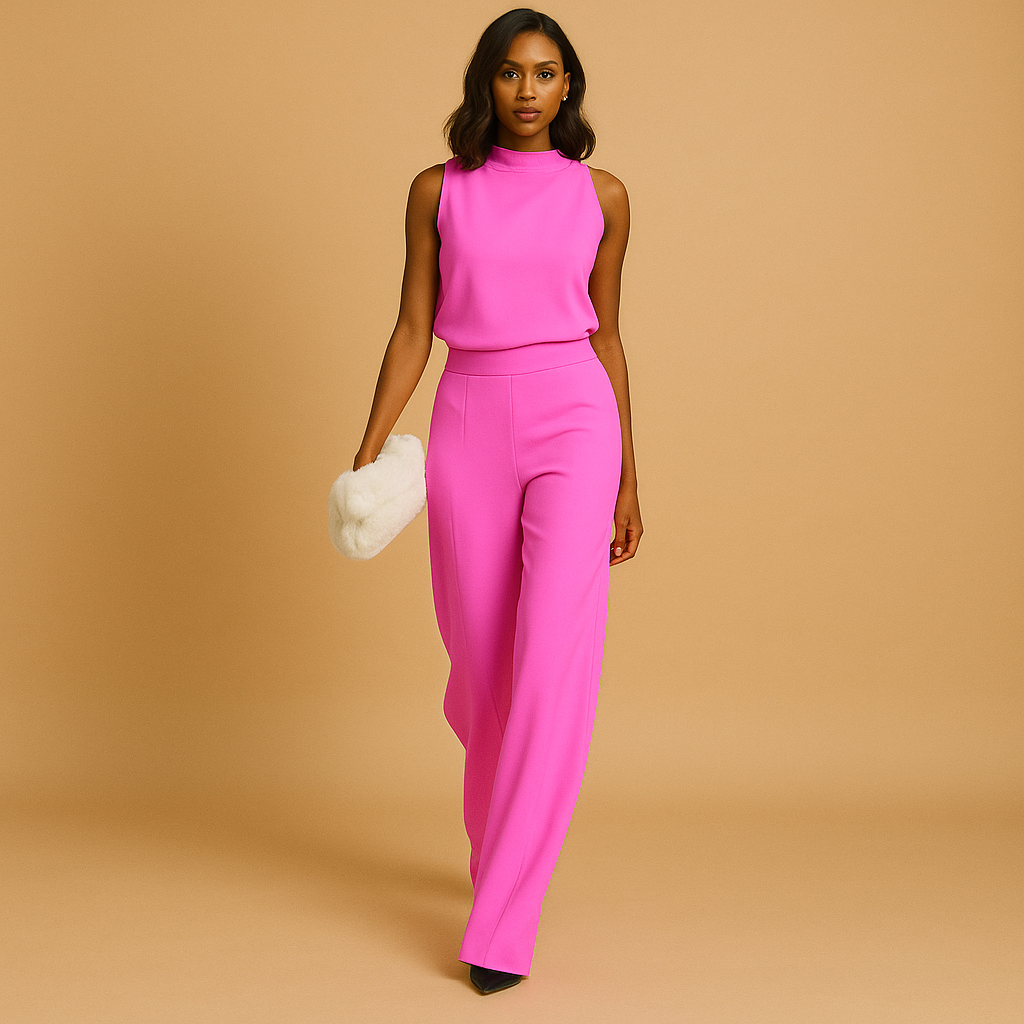 Chic Women's Wide-Leg Jumpsuit with Halter Neck and High Waist – Elegant, Flattering Fit in Soft Fabric 3