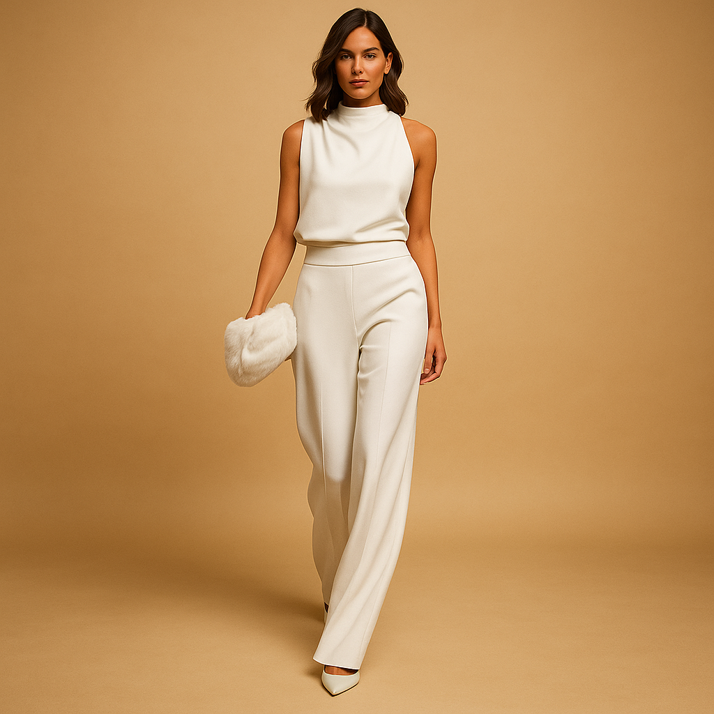 Chic Women's Wide-Leg Jumpsuit with Halter Neck and High Waist – Elegant, Flattering Fit in Soft Fabric 5