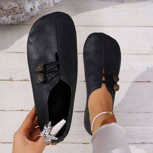 Comfortable Slip-On Shoes – Cushioned Insole Retro Round Toe Design