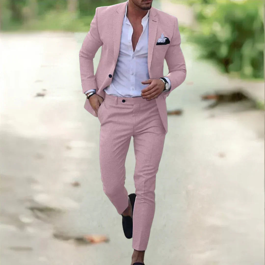 Elegant Lightweight Slim Fit Linen Suit for Men - Perfect Wedding Attire
