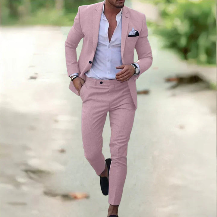 Elegant Lightweight Slim Fit Linen Suit for Men - Perfect Wedding Attire