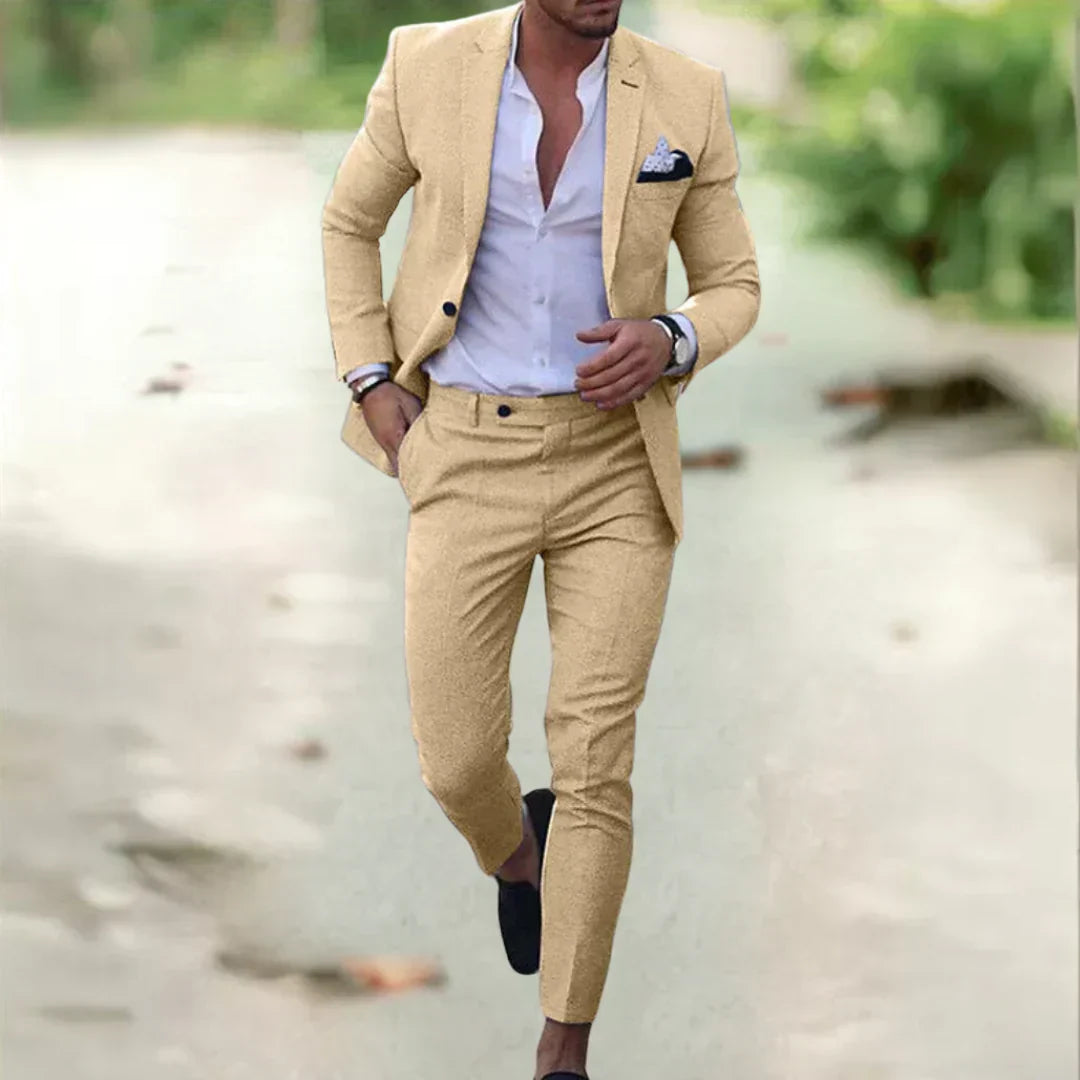 Elegant Lightweight Slim Fit Linen Suit for Men - Perfect Wedding Attire