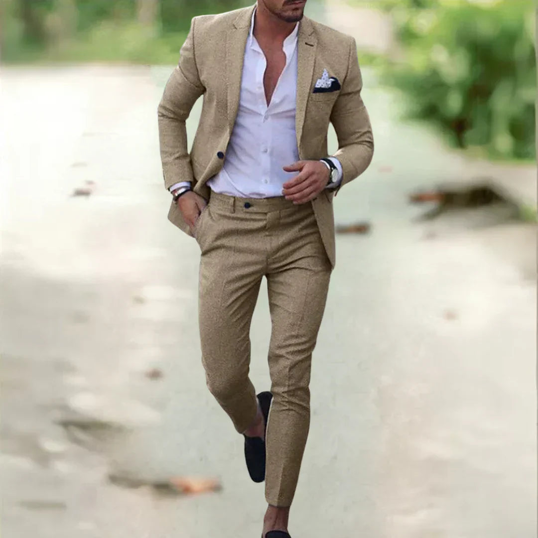 Elegant Lightweight Slim Fit Linen Suit for Men - Perfect Wedding Attire