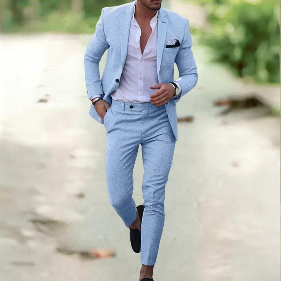 Elegant Lightweight Slim Fit Linen Suit for Men - Perfect Wedding Attire