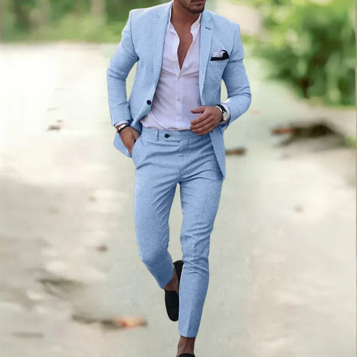 Elegant Lightweight Slim Fit Linen Suit for Men - Perfect Wedding Attire