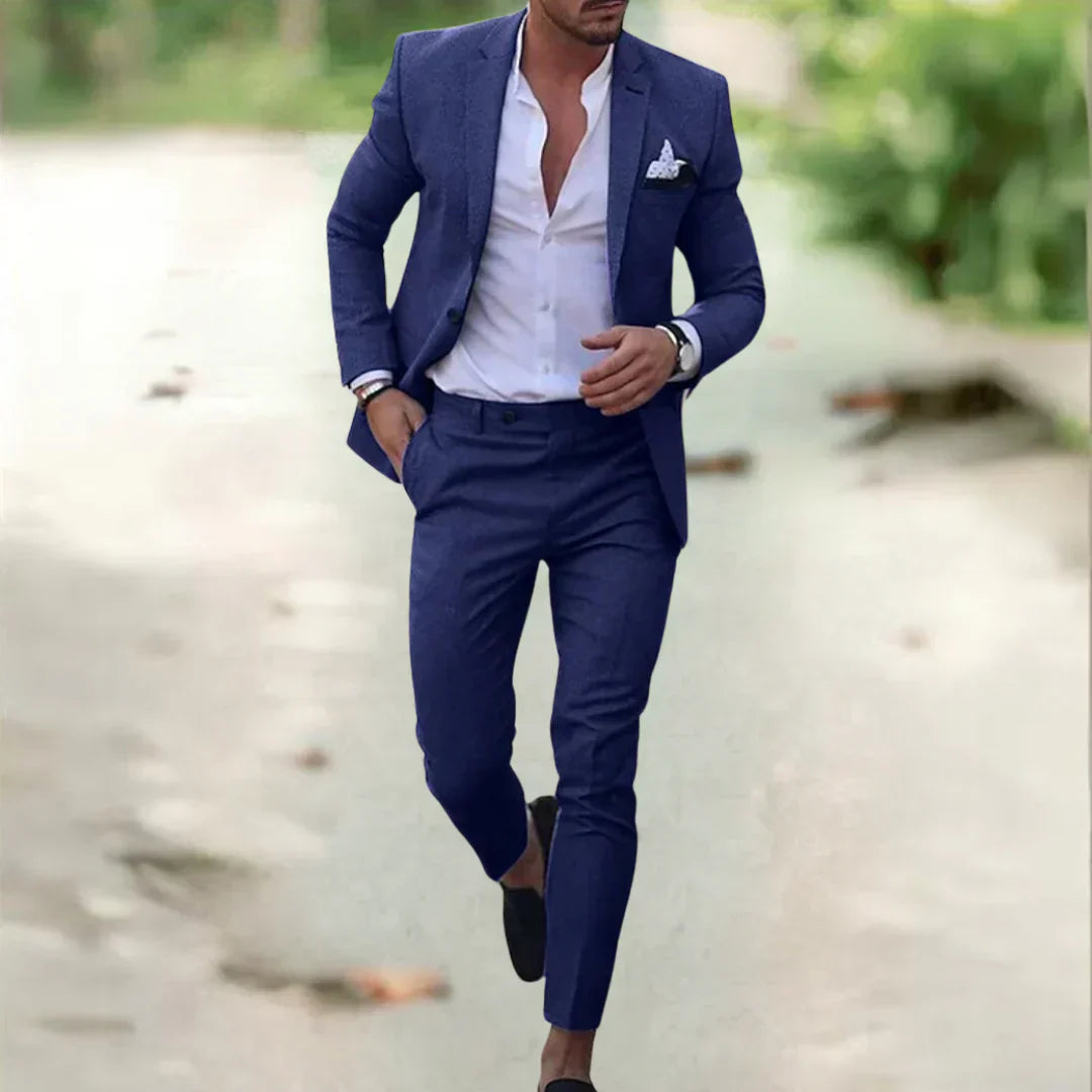 Elegant Lightweight Slim Fit Linen Suit for Men - Perfect Wedding Attire