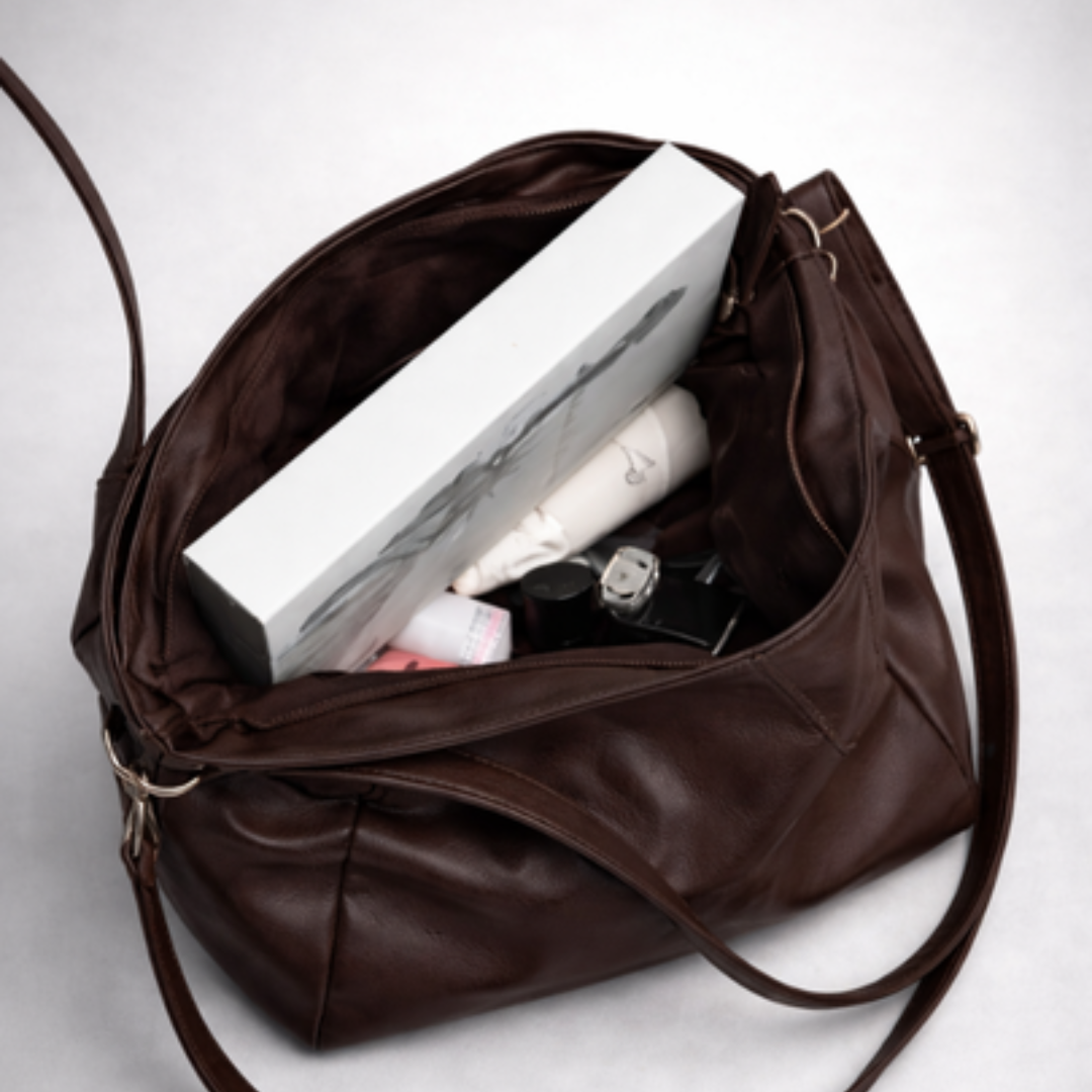 Elegant Vegan Leather Shoulder Bag for Women with Spacious, Lightweight Design and Dual Straps