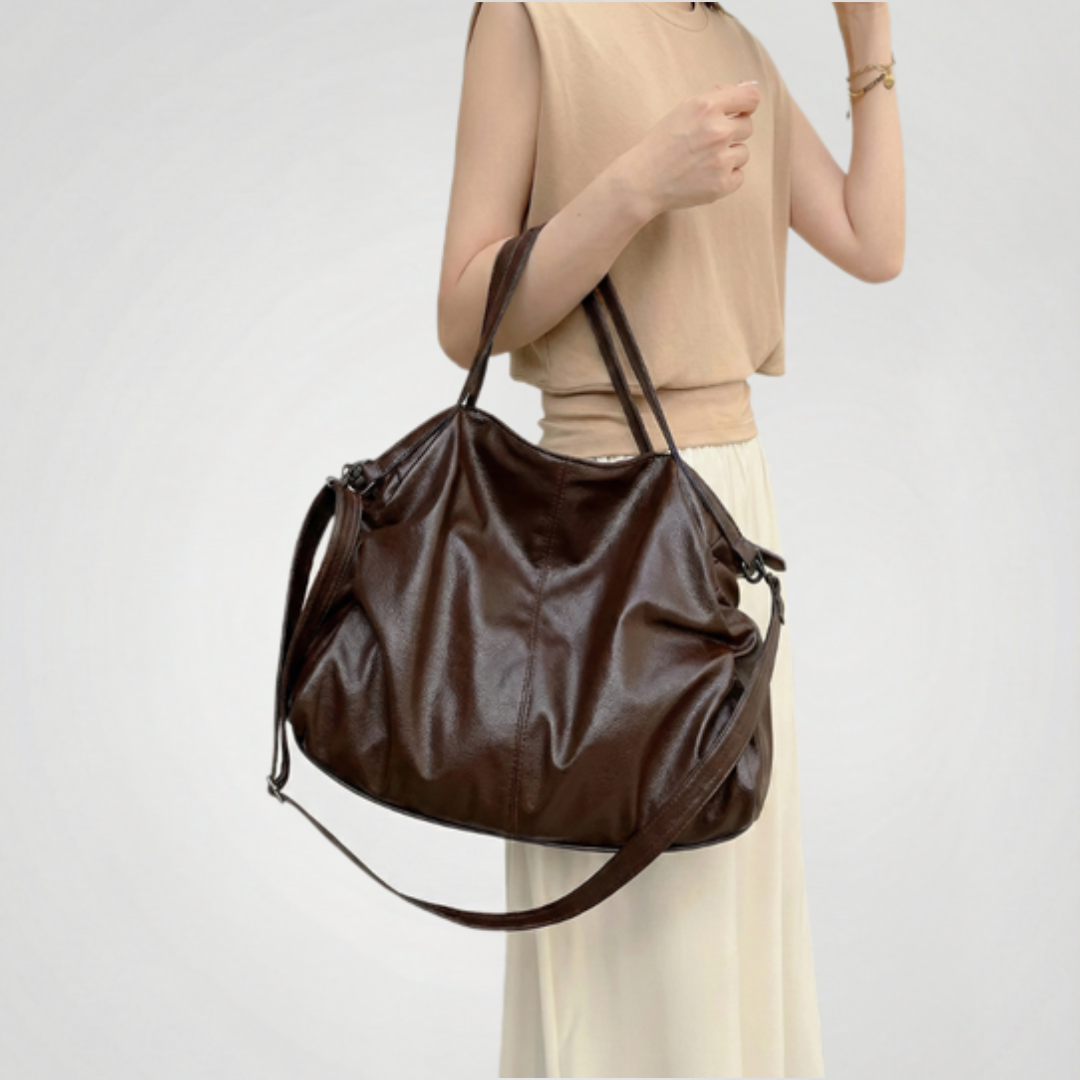 Elegant Vegan Leather Shoulder Bag for Women with Spacious, Lightweight Design and Dual Straps