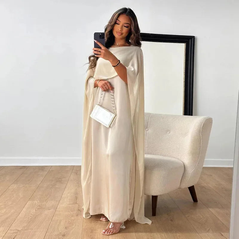 Elegant Women's Maxi Dress – Chic Cape Design for Wedding Events