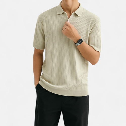Elegant Breathable Silk Men's Polo Shirt - Short Sleeve, Classic Fit, Summer Style