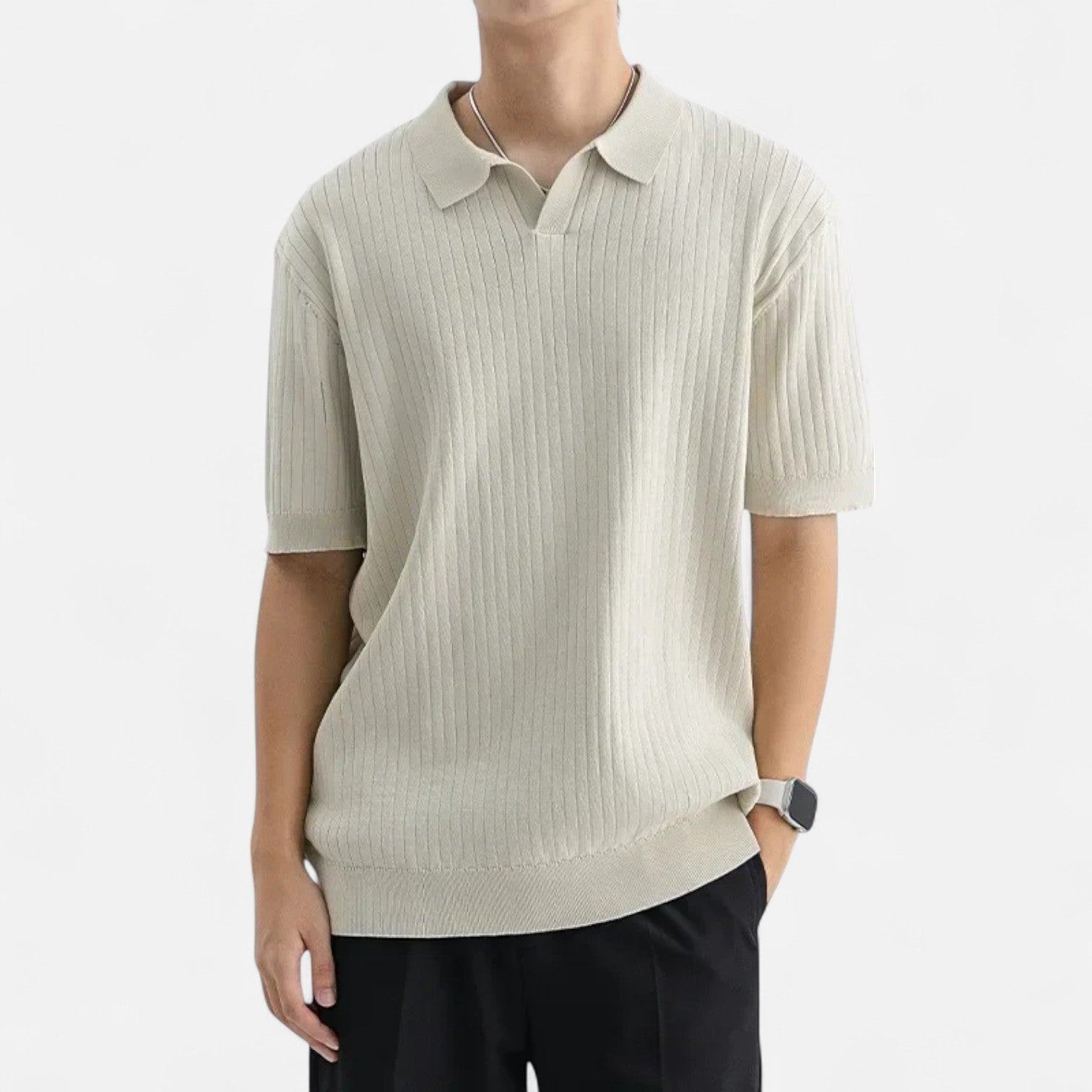 Elegant Breathable Silk Men's Polo Shirt - Short Sleeve, Classic Fit, Summer Style 1