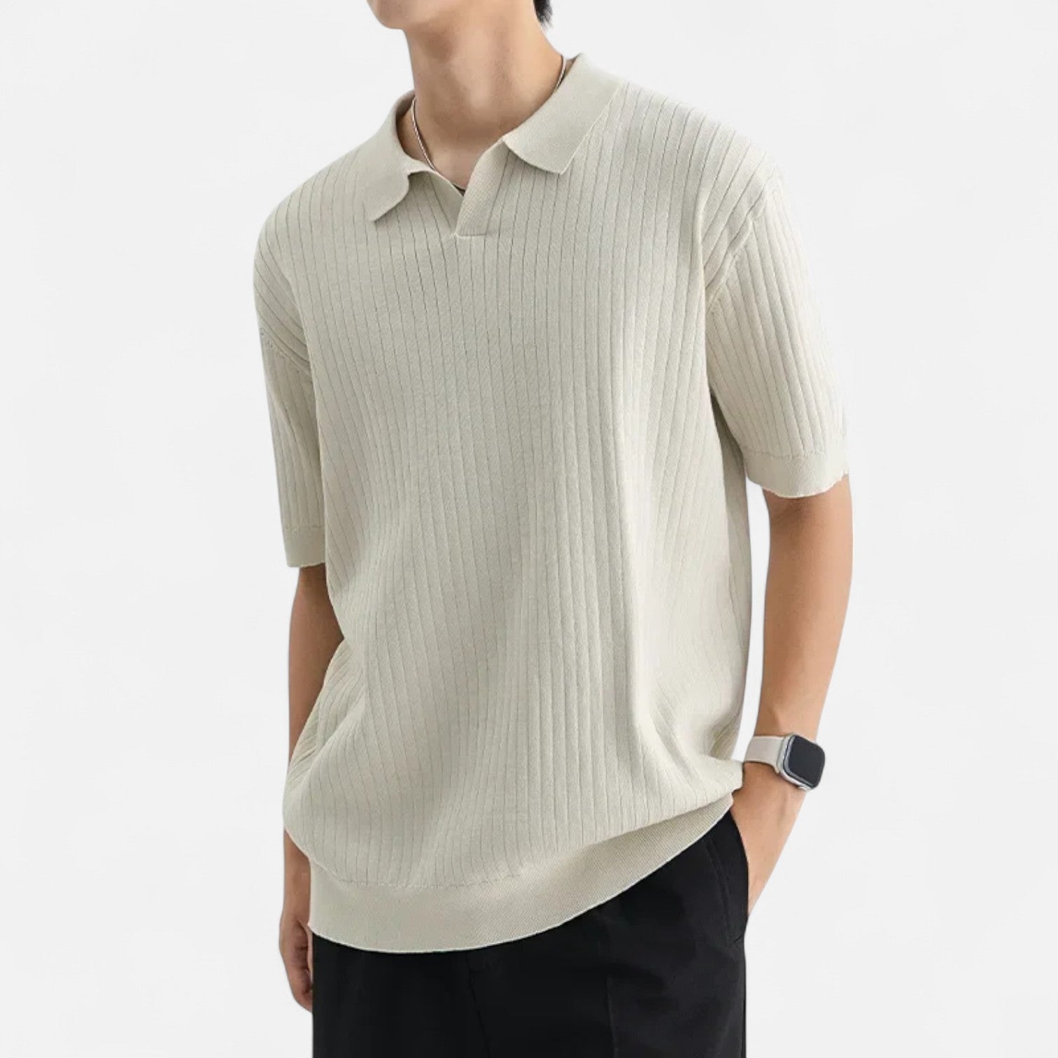 Elegant Breathable Silk Men's Polo Shirt - Short Sleeve, Classic Fit, Summer Style 3
