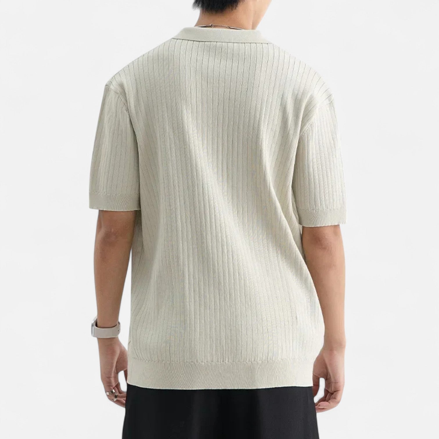 Elegant Breathable Silk Men's Polo Shirt - Short Sleeve, Classic Fit, Summer Style 4