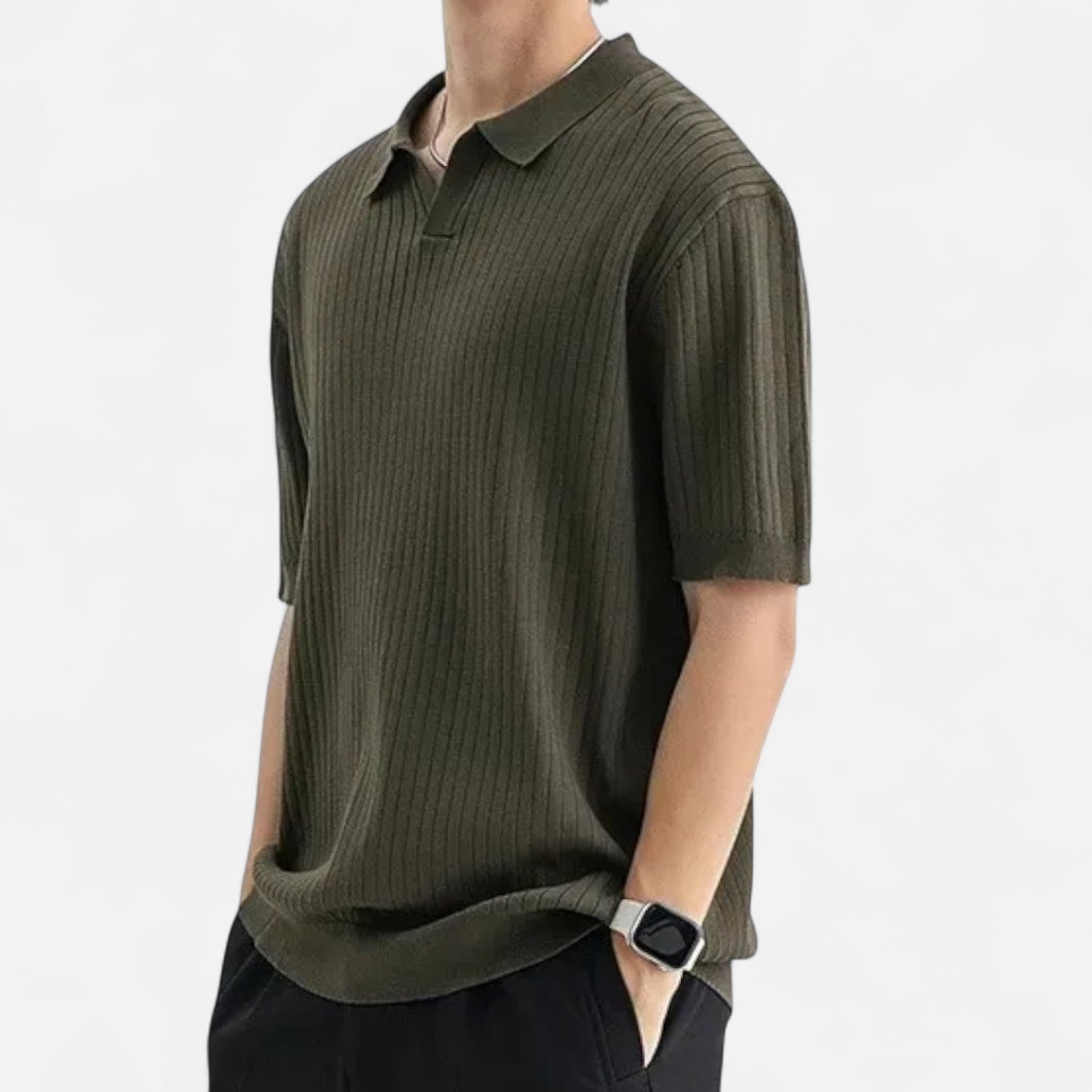 Elegant Breathable Silk Men's Polo Shirt - Short Sleeve, Classic Fit, Summer Style 6