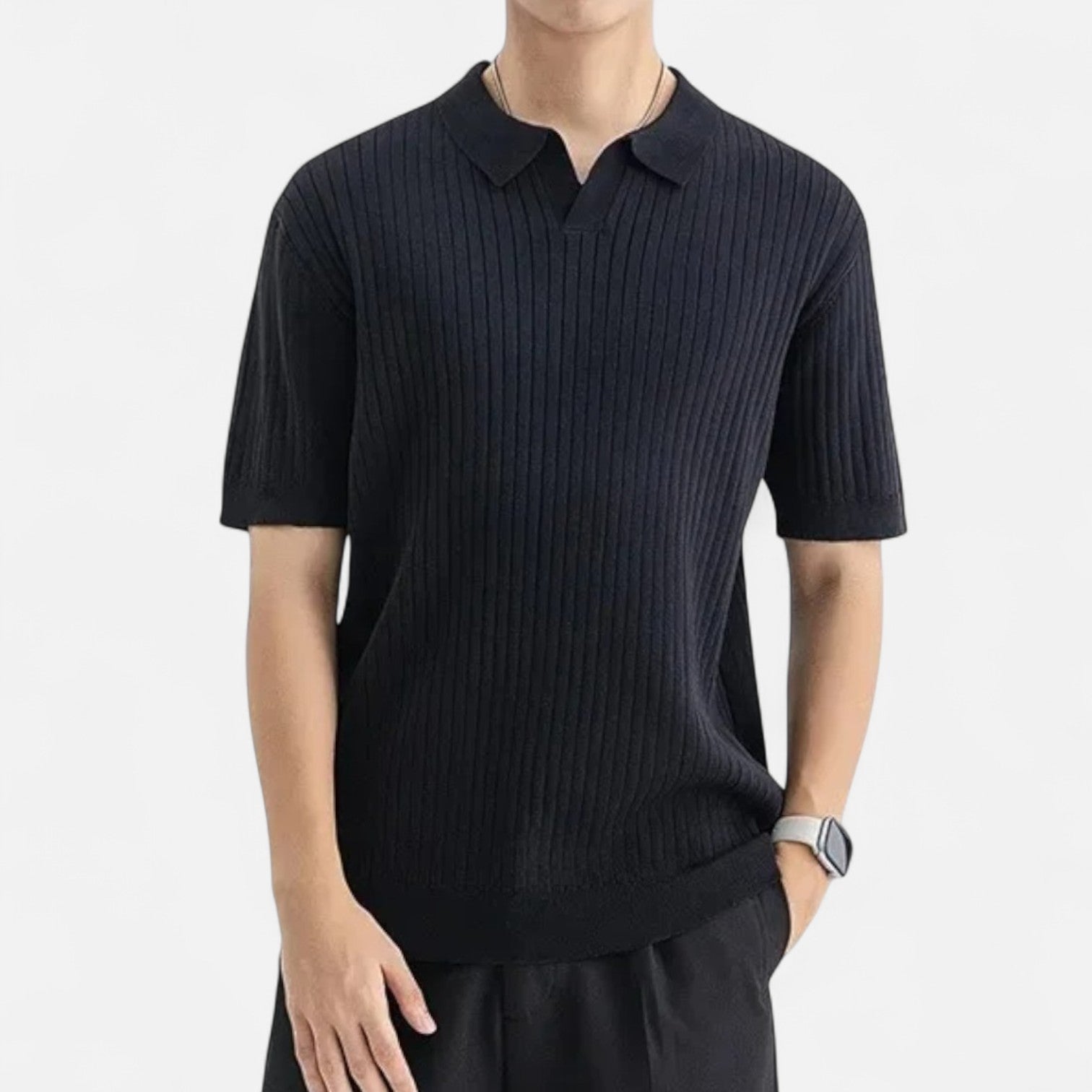 Elegant Breathable Silk Men's Polo Shirt - Short Sleeve, Classic Fit, Summer Style 7