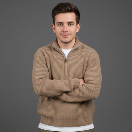 Elijah | Korean Half-Zip Knit Sweater