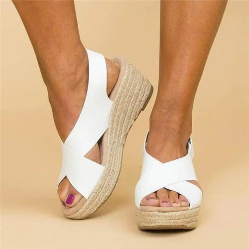 Espadrille Wedge Sandals | Cross Strap Cushioned Orthopedic Platform Shoes