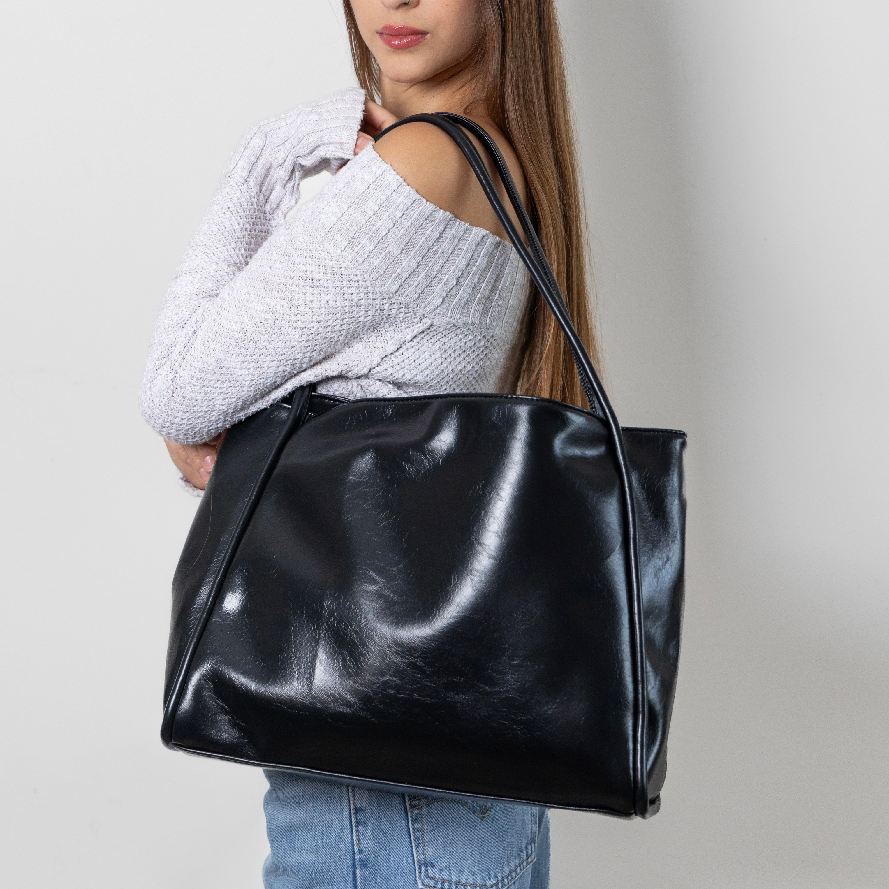Large Soft Tote Shoulder Bag with Double Straps for Everyday Use