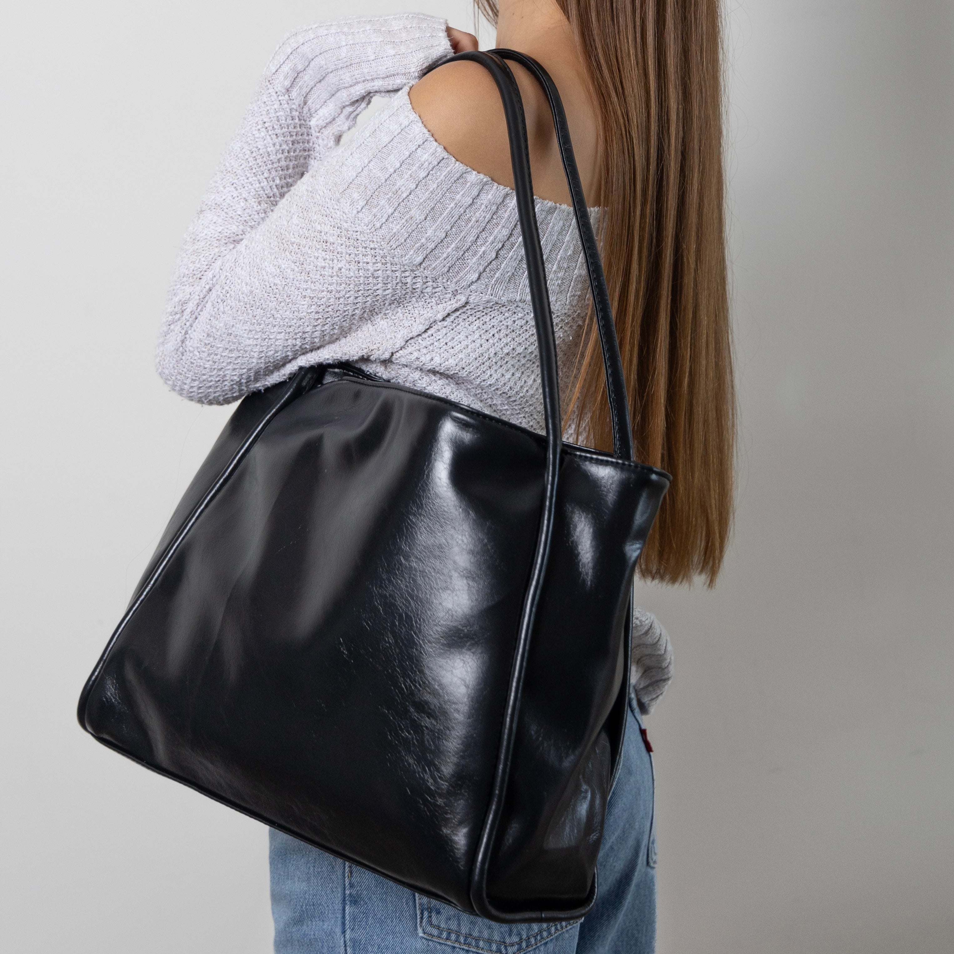 Large Soft Tote Shoulder Bag with Double Straps for Everyday Use
