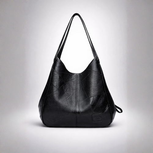 Large Vegan Leather Hobo Shoulder Tote Bag with Zippered Center Compartment, Dual Side Pockets & Magnetic Snap Closure