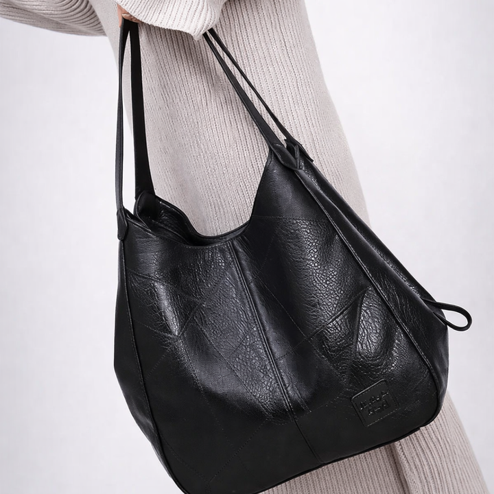 Large Vegan Leather Hobo Shoulder Tote Bag with Zippered Center Compartment, Dual Side Pockets & Magnetic Snap Closure