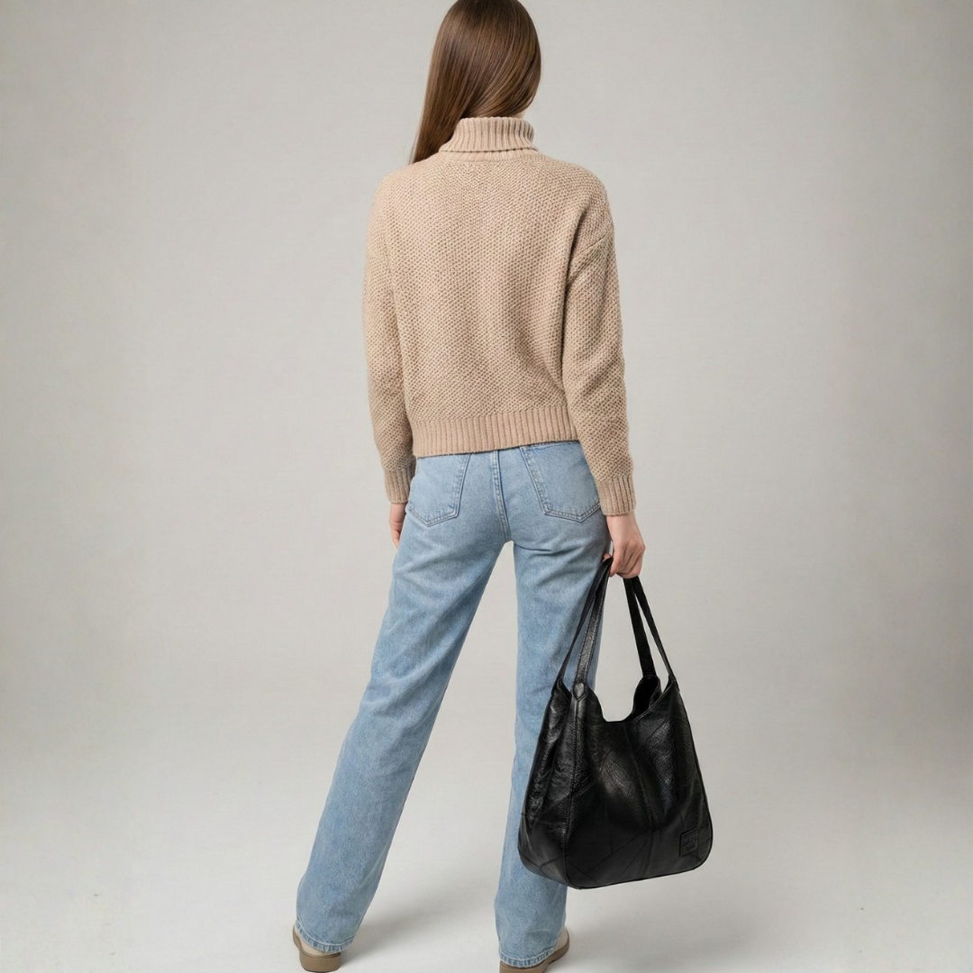 Large Vegan Leather Hobo Shoulder Tote Bag with Zippered Center Compartment, Dual Side Pockets & Magnetic Snap Closure