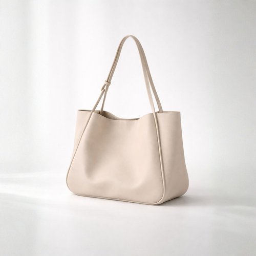 Large Vegan Leather Tote Shoulder Bag with Soft Structured Design and Double Shoulder Straps for Everyday Use