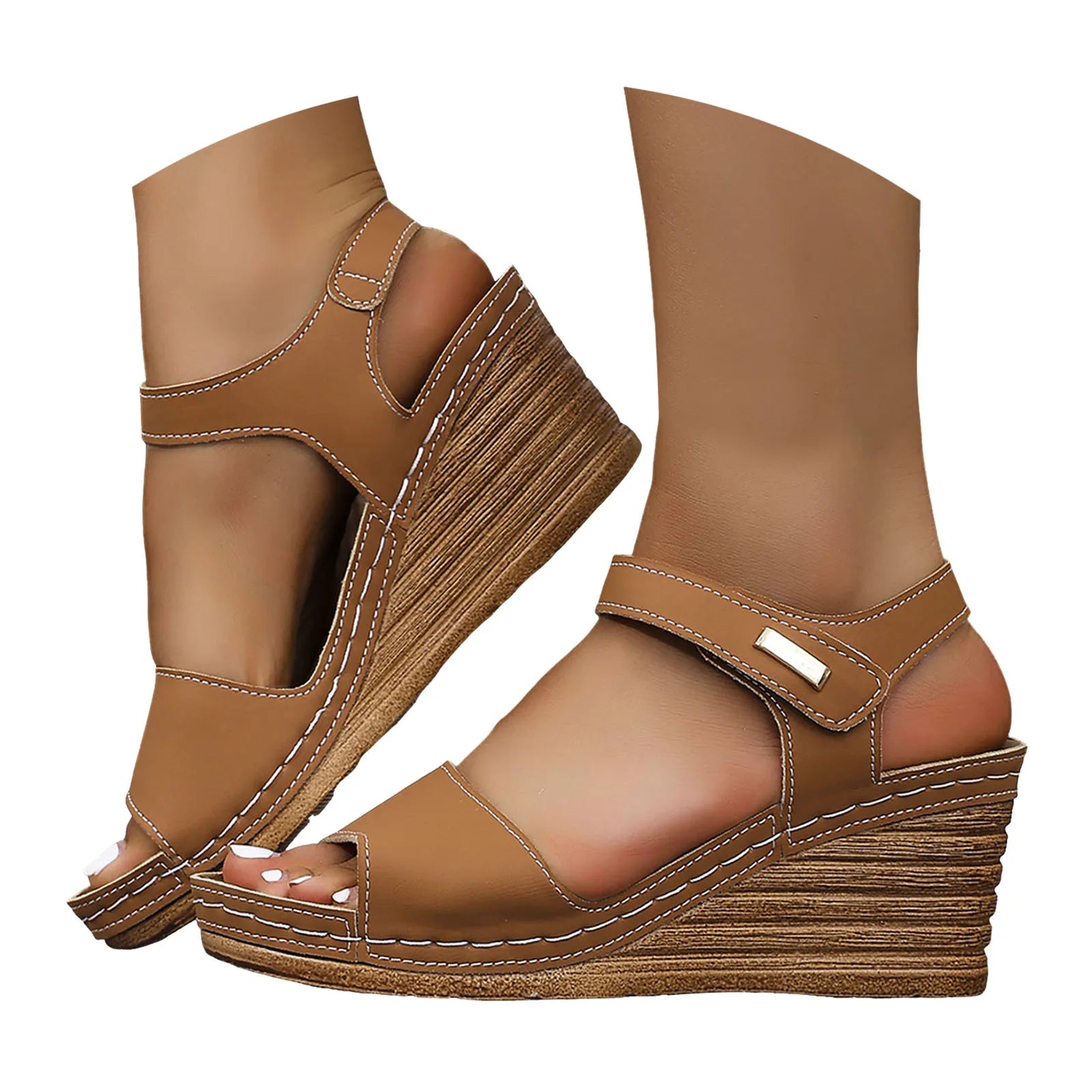 Lightweight Summer Wedge Sandals for Women – Comfortable Open Toe Design with Rhinestone Detailing 4
