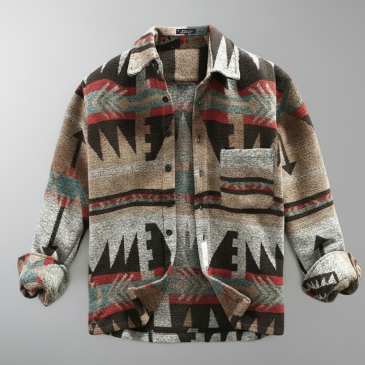 Men’s Brushed Flannel Shirt with Jacquard Pattern