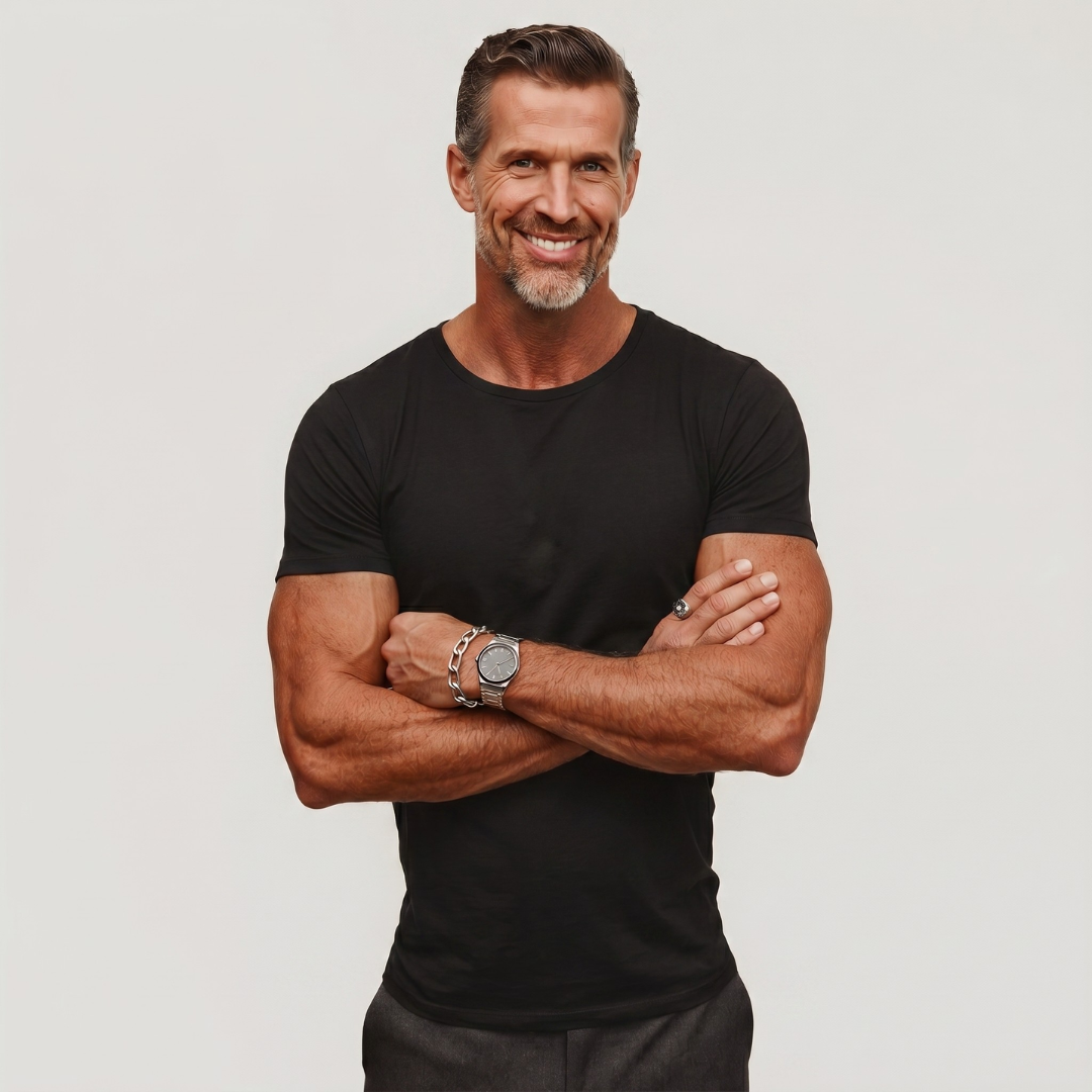 Men's black casual crew neck t-shirt with relaxed fit and soft breathable fabric