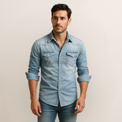 Men’s Casual Denim Shirt with Timeless Style and Comfortable Fit